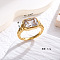 Rectangle 304 Stainless Steel Micro Pave Cubic Zirconia Finger Rings, Golden, Clear, US Size 9(18.9mm)