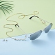 真鍮アズキチェーン/クリップチェーン眼鏡チェーン  眼鏡用ネックストラップ  ガラスパールビーズとラバーループエンド付き  ゴールドカラー  34.8インチ（88.5cm） AJEW-EH00010-5