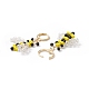 Boucles d'oreilles à levier pendantes abeilles tressées en verre EJEW-TA00126-5