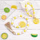 GORGECRAFT 2Pcs 2 Styles Lemon Wooden Beaded Garland with or without Tassels Handmade Craft Wood Garland Prayer Farmhouse Beads Decoration for Wall Hanging Tiered Tray Home Christmas Theme Boho Decor HJEW-GF0001-26-4