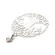 Flat Round with Tree of Life 201 Stainless Steel Filigree Pendant Decorations X-HJEW-JM00573-03-3