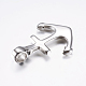 316 Surgical Stainless Steel Leather Cord Clasps Rhinestone Setting STAS-K157-79AS-2