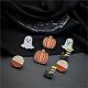 Set di orecchini a bottone in legno con zucca di Halloween e stivali fantasma EJEW-OY002-05-2