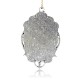 Placcato argento antico vetro lega ovali grandi ciondoli GLAA-N0006-01-2