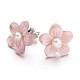 925 Sterling Silver Pink Lip Shell Flower Stud Earrings EJEW-I204-26A-2