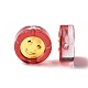 透明なスプレー塗装ガラスビーズ  ゴールデン真鍮パーツ  笑顔でフラットラウンド  レッド  11.5x4mm  穴：1.2mm GLAA-I050-15I-2