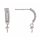 Rhodium Plated 925 Sterling Silver Micro Pave Cubic Zirconia Stud Earring Findings STER-P035-41P-2