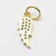CZ Brass Micro Pave Cubic Zirconia Wing Charms ZIRC-L018-18G-2