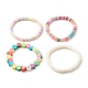 4 pièces 4 style hanamade polymère argile heishi surfeur bracelets extensibles ensemble BJEW-JB07715-2