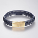 Braided Leather Cord Bracelets BJEW-H561-08G-2