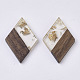 Transparent Resin & Walnut Wood Pendants RESI-T042-01-A01-1