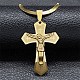 304 Kreuz aus Edelstahl mit Jesus-Anhänger-Halskette NJEW-G115-04G-1