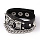 Crâne punk rock bracelets cordon en cuir BJEW-D351-01-1