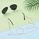 真鍮アズキチェーン/クリップチェーン眼鏡チェーン  眼鏡用ネックストラップ  ガラスパールビーズとラバーループエンド付き  ゴールドカラー  34.8インチ（88.5cm） AJEW-EH00010-4