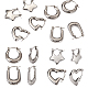 4 пара 4 стилей звезды и прямоугольника и сердца и круассана 304 серьги-кольца из нержавеющей стали для женщин EJEW-TA0001-17-1
