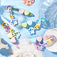 Wadorn 4 pièces 4 couleurs en plastique coloré mat pendentif coeur porte-clés avec des chaînes de fleurs accessoires mobiles décoration HJEW-WR0001-07-4