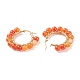 4Pairls 4 Colors Gemstone Beaded Big Hoop Earrings EJEW-TA00048-4
