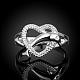 Обручальные кольца из латуни с серебряным покрытием в форме сердца и дельфина RJEW-BB00749-8-2