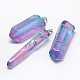 Electroplate Natural Quartz Crystal Pointed Pendants G-F463-18S-1