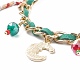 Christmas Candy Cane & Reindeer & Moon Alloy Charm Bracelet with Glass Beads BJEW-TA00090-01-5