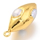天然真珠のペンダント  ゴールデン真鍮パーツ  ライス  ホワイト  36~37.5x15.5~17x15.5~17mm  穴：2.2mm KK-G398-02G-3