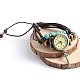 マルチ連レザー合金クォーツ時計のブレスレット  宝石とウッドビーズ付き  鉄や真鍮パーツ  ココナッツブラウン  56mm BJEW-O106-02D-1