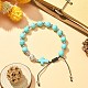 Synthetic Turquoise Round & Cross Braided Bead Bracelets BJEW-TA00321-02-4