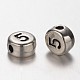 Flat Round Antique Silver Tone Alloy Number Beads PALLOY-K194-05AS-2