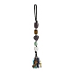 ナゲット天然石ペンダント装飾  編組ナイロン糸とジェムストーンチップタッセルの吊り飾り  195mm HJEW-JM00989-1