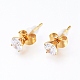 Brass Cubic Zirconia Pendant Necklace & Stud Earring Jeweley Sets SJEW-L154-11G-7