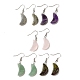 Natural Mixed Gemstone Crescent Moon Dangle Earrings EJEW-E296-02P-1