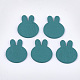 ペイントされたウサギのポプラ材カボション  ウサギの頭部  ダークシアン  24.5x21x1.5mm WOOD-T021-21B-1
