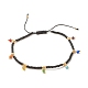 Fußkettchen aus geflochtenen Perlen aus Glassamen und Messing mit Bunte Malerei-Anhängern für den bösen Blick AJEW-AN00484-01-1
