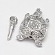 Tortoise Electroplated Sterling Silver Micro Pave Cubic Zirconia Box Clasps STER-N015-29-3