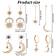 ANATTASOUL 4 Pairs 4 Style Crescent Moon & Star Rhinestone Front Back Stud & Dangle & Leverback Earrings EJEW-AN0001-62-2