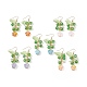 5 Pairs 5 Color Acrylic & Glass Pearl Flower of Life Dangle Earrings EJEW-JE05098-1