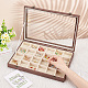 FINGERINSPIRE 24 Grids Vintage Solid Wood Jewelry Box Rectangle Wood Jewelry Storage Presentation Case with Clear Glass Window and Velvet Inside Rings Earrings Necklaces Display Organizer Holder CON-WH0095-33C-3