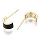 Brass Enamel Half Hoop Earrings KK-N232-97B-NF-2