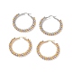 2 paio di orecchini a cerchio con perline intrecciate in ottone tondo a 2 colori EJEW-JE05080-1