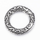 304 strukturierte Federtorringe aus Edelstahl, o Ringe, Ring, Antik Silber Farbe, 6 Gauge, 20x4 mm, Innendurchmesser: 13 mm