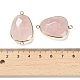 Breloques de connecteur à facettes en quartz rose naturel G-F763-02G-06-3