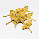 Brass Ginkgo Leaf Pendants KK-O064-G-1
