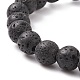 Natural Lava Rock & Synthetic Green Turquoise(Dyed) Stretch Bracelet with Alloy Beaded BJEW-TA00147-04-5