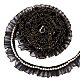 ポリエステル、白いプラスチックイミテーションパールプリーツレースリボン付き  フリルレーストリム  洋服アクセサリー  ブラック  1-3/8~1-5/8インチ（35~40mm） OCOR-WH0078-62-1