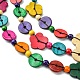 Dyed Natural Coconut Flower Beaded 3 Layer Necklaces NJEW-A007-02D-2