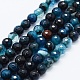 Faceted Natural Agate Beads Strands G-F561-6mm-D02-1