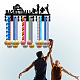 CREATCABIN Wooden Basketball Medal Hanger Display Medal Holder Sport Medal Rack Wall Rack Mounted Over 30 Medals Awards Ribbon Stand for Soccer Competition Athletes Medalist Black 15.7x5.9Inch ODIS-WH0041-031-7
