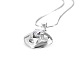 TINYSAND 925 Sterling Silver Hollow Rhombus Rhinestone Pendant Necklaces TS-N158-S-16-2