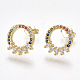 Brass Micro Pave Cubic Zirconia Ear Studs EJEW-S201-99-1