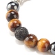 Bracelet extensible en perles rondes avec pierres précieuses naturelles et pierre de lave et howlite et hématite synthétique BJEW-JB08180-7